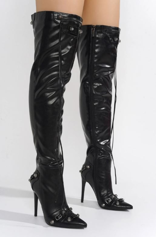 Paola Over The Knee Boots-Black
