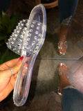 Josie Clear Spiked Sandals - Atlanta Shoe Studio