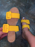 Lydia Double Buckle Sandals- Yellow