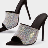 Black Rhinestone Mules. - Atlanta Shoe Studio