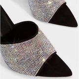 Black Rhinestone Mules. - Atlanta Shoe Studio