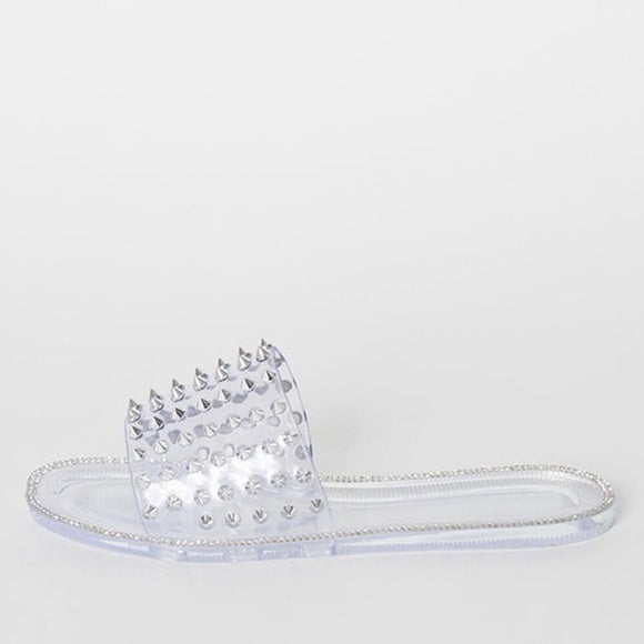 Josie Clear Spiked Sandals - Atlanta Shoe Studio