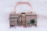 Rhinestone Money Clutch- Pink