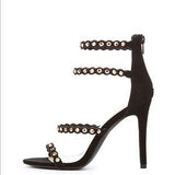 Black studded Strappy Heels - Atlanta Shoe Studio