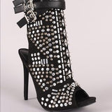 Eleanor Hot Suede Studded Booties - Atlanta Shoe Studio