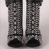 Eleanor Hot Suede Studded Booties - Atlanta Shoe Studio