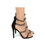 Black studded Strappy Heels - Atlanta Shoe Studio