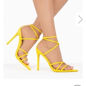 Yasmine Yellow Strappy Heels - Atlanta Shoe Studio