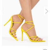 Yasmine Yellow Strappy Heels - Atlanta Shoe Studio