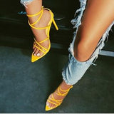 Yasmine Yellow Strappy Heels - Atlanta Shoe Studio
