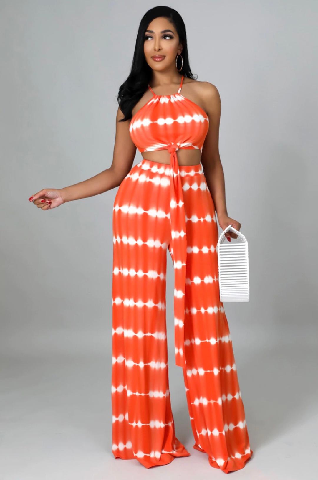 Yours Endlessly Pant Set - Orange