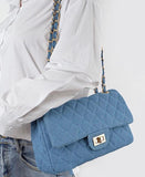 Denim Shoulder Bag- Medium Blue