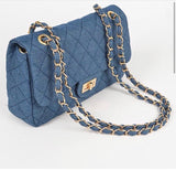 Denim Shoulder Bag- Medium Blue