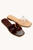 Connie H-Cutout Strap Slip On Sandals- Tortoise