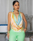 Carmen Multi-Color Draped Open Back Top