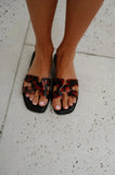 Connie H-Cutout Strap Slip On Sandals- Tortoise