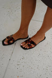Connie H-Cutout Strap Slip On Sandals- Tortoise
