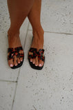 Connie H-Cutout Strap Slip On Sandals- Tortoise
