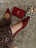 Ashlyn Pointed Toe Flats-Cherry Croc