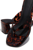 Thong Strap Chunky Mid Heels - Tortoise 52.99-35.49 - Atlanta Shoe Studio