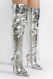 Paola Over The Knee Boots-Silver