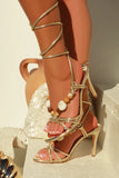Lace Up Mid Heels - Tan 39.99 - Atlanta Shoe Studio