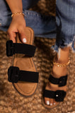 Lydia Double Buckle Sandals- Black - Atlanta Shoe Studio