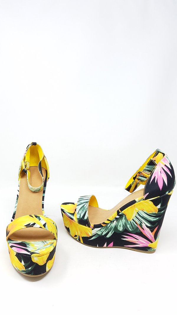 Chelsea Wedge Heels- Yellow Floral