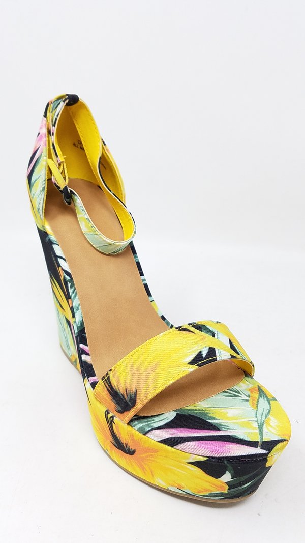 Chelsea Wedge Heels- Yellow Floral