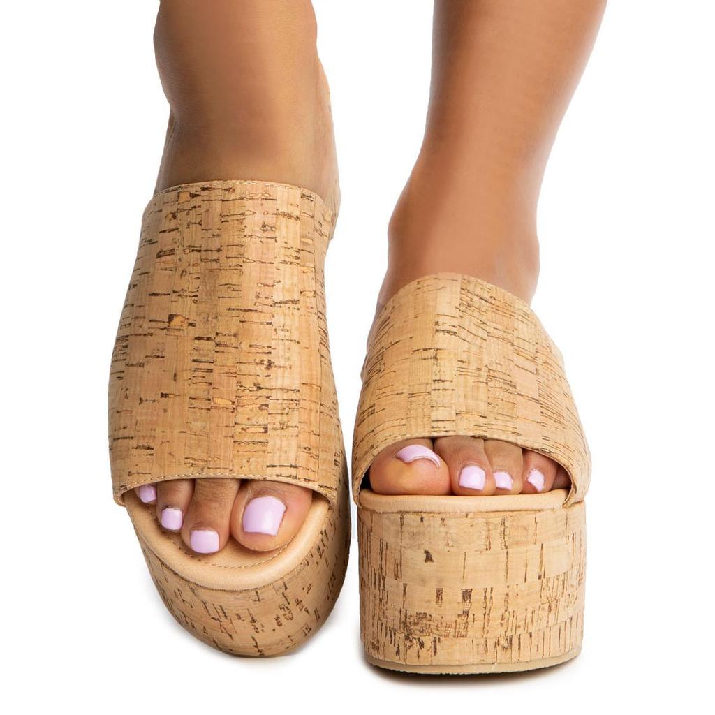 Britney Platform Sandals- Cork - Atlanta Shoe Studio