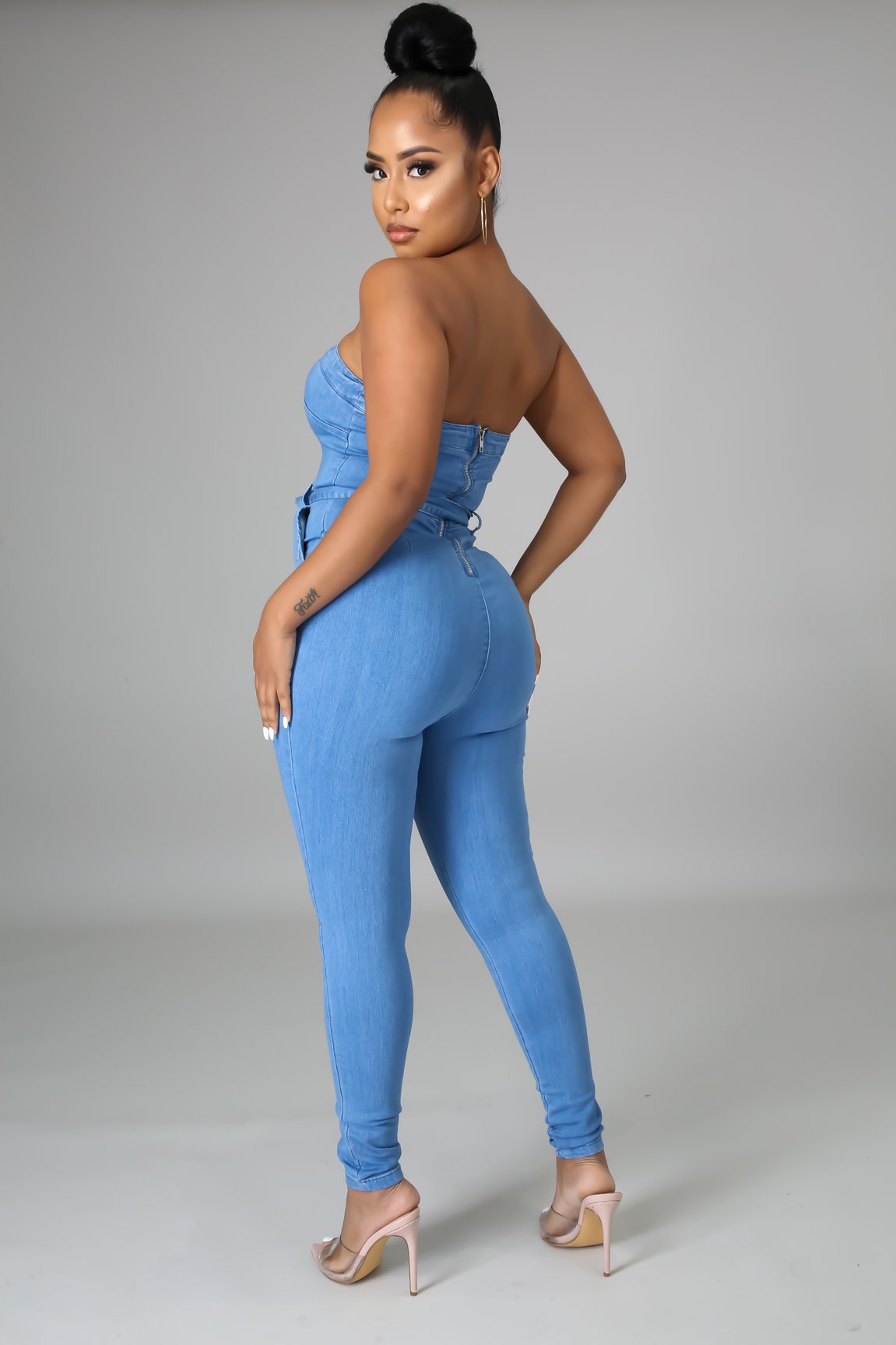 Sofiane Denim Jumpsuit-Medium Blue