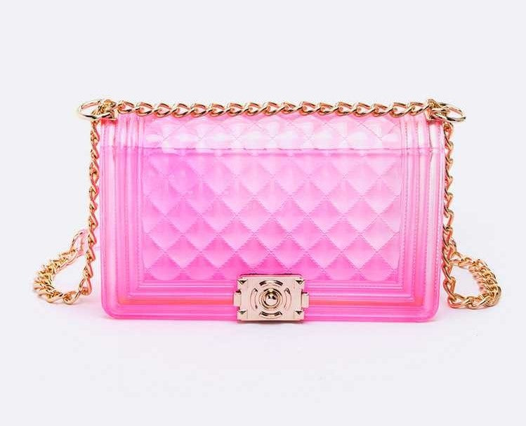 Diamond Clear Jelly Purse-Pink Clear