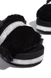 Nia Black Fur Sandals - Atlanta Shoe Studio