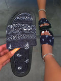 Antoinette Bandana Slides-Black - Atlanta Shoe Studio