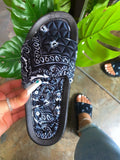 Antoinette Bandana Slides-Black - Atlanta Shoe Studio