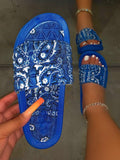 Antoinette Bandana Slides- Blue - Atlanta Shoe Studio