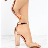 Rose Gold Chunky Heels.