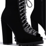 Davita Black Lug Sole Booties - Atlanta Shoe Studio