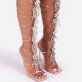 Diamond Gladiator Heels- Nude - Atlanta Shoe Studio