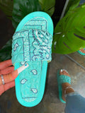Antoinette Bandana Slides-Mint - Atlanta Shoe Studio