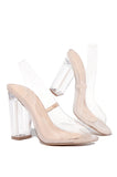 Milani Clear Sling Back Heels-Nude - Atlanta Shoe Studio