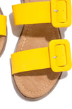 Lydia Double Buckle Sandals- Yellow - Atlanta Shoe Studio