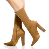 Camel Woven Chunky Ankle Booties