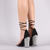 Taylor String up Ankle Tie Rhinestone Heels. - Atlanta Shoe Studio