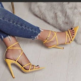 Yasmine Yellow Strappy Heels - Atlanta Shoe Studio