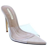 Tiffany Sexy Nude Pointy Toe Mules. - Atlanta Shoe Studio