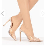 Tiffany Sexy Nude Pointy Toe Mules. - Atlanta Shoe Studio