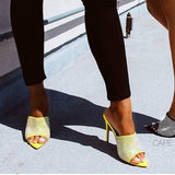 Raven Pointy Toe Mule-Heels-Lime - Atlanta Shoe Studio