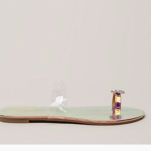 Allie Rhinestone Single Toe Sandals- Pink - Atlanta Shoe Studio