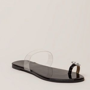 Allie Rhinestone Single Toe Sandals- Black - Atlanta Shoe Studio
